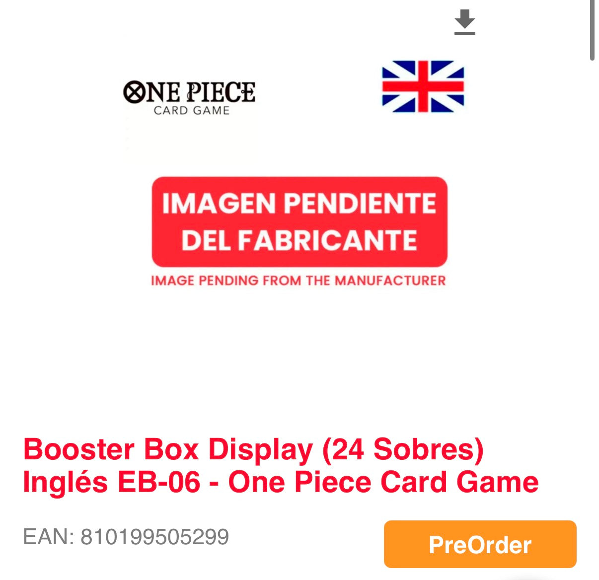 Booster Box Display (24 Sobres) Inglés EB-06 - One Piece Card Game
