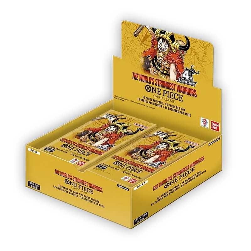 Caja de 24 sobres de One Piece Card Game OP-17 abierta mostrando los sobres