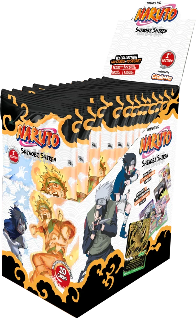 Caja de 24 sobres de Naruto Mythos TCG Set 02 Shinobi Shiren 1st Edition