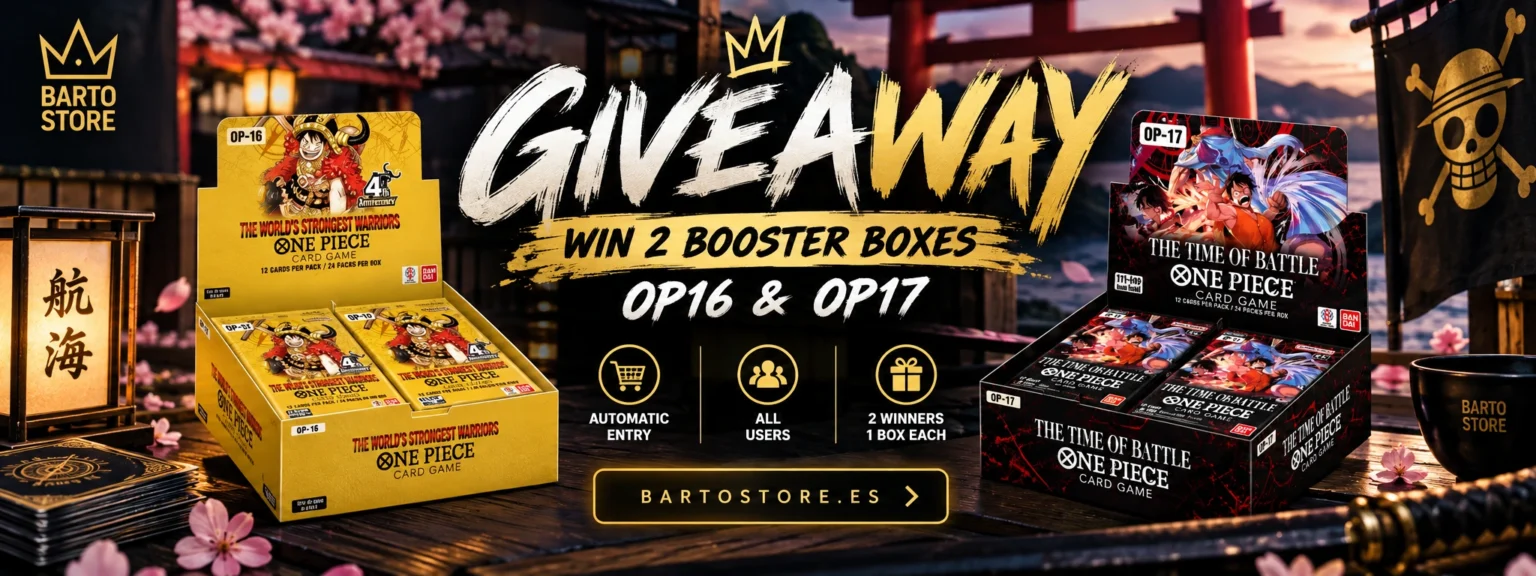 Sorteo de dos booster box de One Piece Card Game, OP-16 y OP-17, entre los usuarios registrados de Barto Store